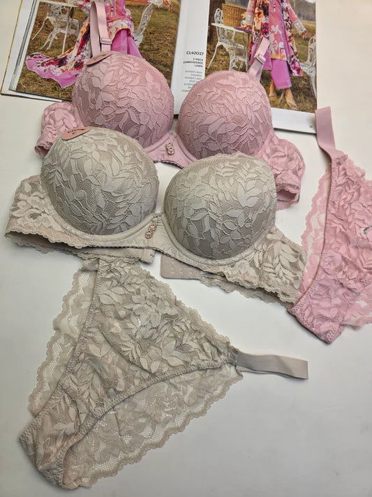 Elegant Padded Push-up Lace Bridal Bra & Thong Underwear