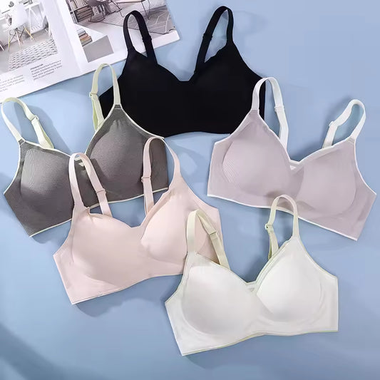 💖 Seamless Everyday Wireless Bra – Two-Tone Lace Comfortable Bralette